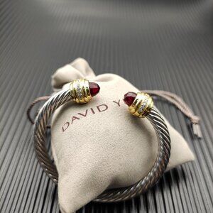 NEW Gold-plated Sterling Silver and Red Diamond Bracelet 7mm